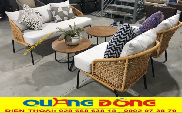 Sofa giả mây ngoài trời QD-689 mang vẻ đẹp hiện đại hòa quyện nét mộc mạc tự nhiên