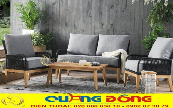 Sofa giả mây QD-690 thiết kế vuông hiện đại gọn gàng cho không gian sống