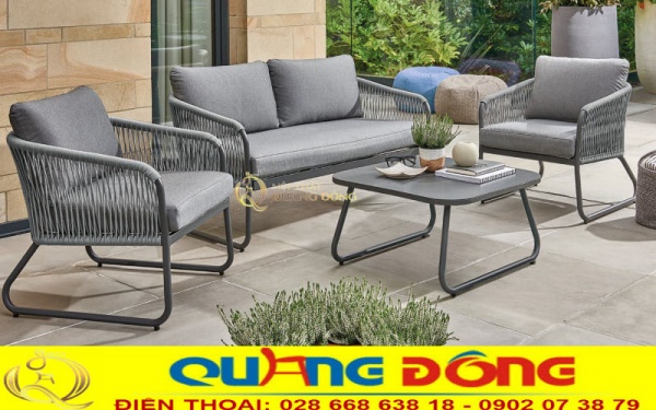 Bàn ghế sofa giả mây ngoài trời QD-693 thanh gọn và hiện đại Sofa giả mây QD-693 thiết kế thanh gọn hiện đại cho không gian ngoài trời