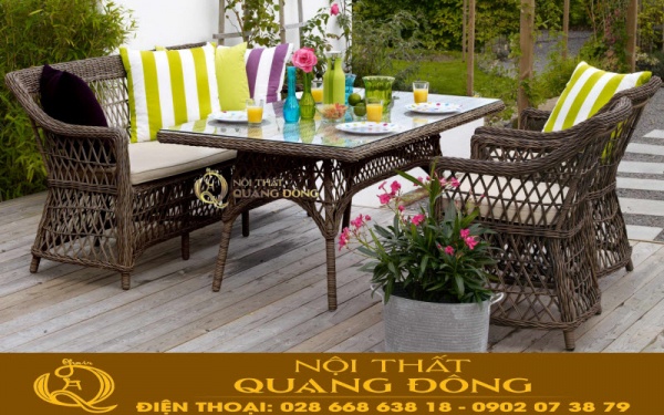 Ghế sofa cho ngoại thất sân vườn QD-699 sử dụng chất liệu chuyên dùng cho không gian ngoài trời