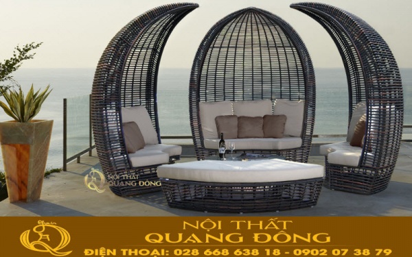Sofa mái vòm giả mây QD-0703 với kiểu thiết kê cứng cáp sang trọng