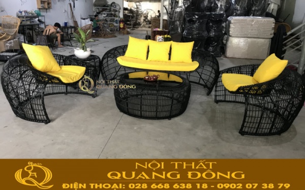Sofa giả mây QD-706 thiết kế phá cách, đậm chất riêng sản phẩm sản xuất bởi Nội Thất Quang Đông