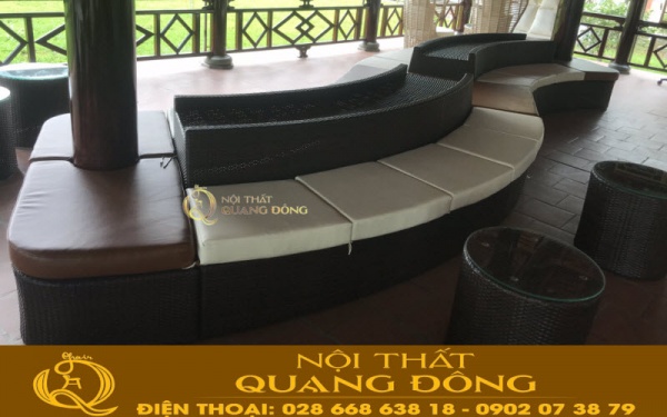 Mẫu sofa giả mây QD-707 tại hoa viên Bình An