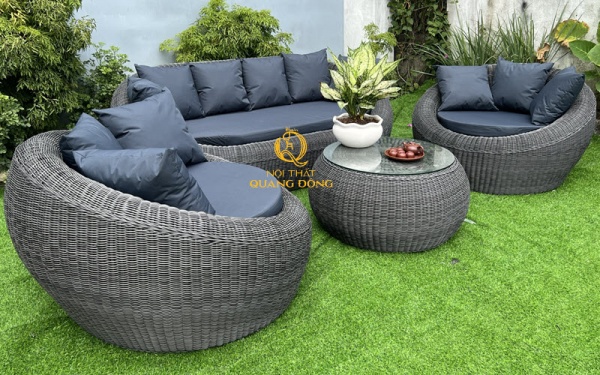 Sofa giả mây QD-710 ý tưởng thiết kế theo dáng ghế thư giãn Papasan