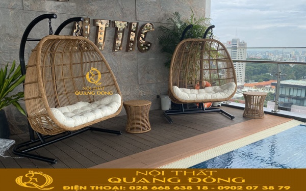 Mẫu xích đu đôi QD-427 tuyệt đẹp cho ngoại thất sân vườn hồ bơi
