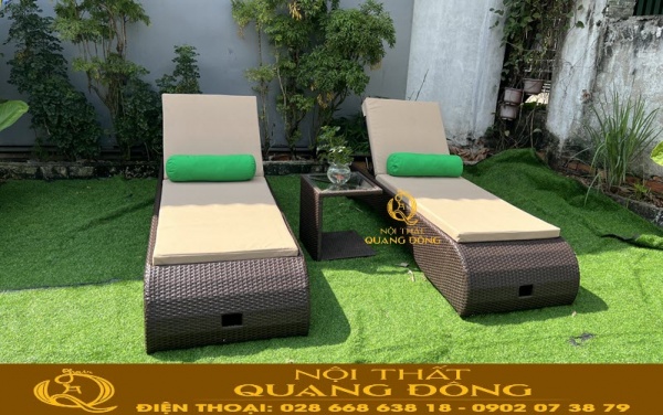 Ghế nằm hồ bơi giả mây QD-1271 thiết kế không tay vịn tạo cho chiếc ghế hồ bơi thêm rộng rãi