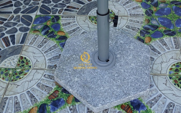 đế dù đúng tâm lục giác bằng đá granite tự nhiên