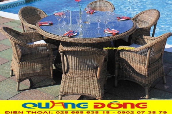 Bộ bàn ghế giả mây cao cấp sang trọng, mộc mạc, giản dị