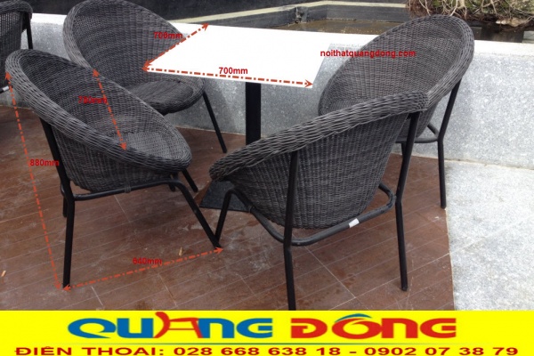 Ghế mây nhựa đan sợi tròn QD-304 tính thẩm mỹ cao, cho không gian quán cafe thêm sang trọng 