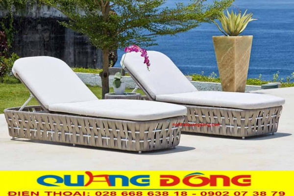Ghế hồ bơi QD-1246 |Giường tắm nắng bể bơi Mẫu giường tắm nắng giả mây phù hợp với mọi không gian mang đến không gian sang trọng cho bể bơi, bãi biển