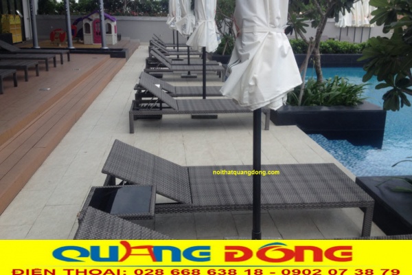 Mẫu ghế hồ bơi không tay vịn QD-1247 dành cho khuôn viên bể bơi, bãi biển Ghế nằm tắm nắng thư giãn không tay vịn dành riêng cho khuôn viên bể bơi, hồ bơi