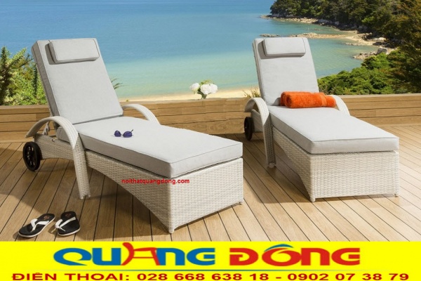 Ghế nằm hồ bơi QD-598 gam màu trắng kem nhẹ nhàng thêm lựa chọn phù hợp cho kiểu không gian của bạn