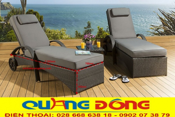 Mẫu giường tắm nắng cho khách sạn khu resort, Ghế nằm hồ bơi QD-598