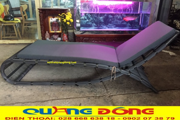 Ghế nằm hồ bơi giả mây QD-563 khung làm bằng nhôm sơn tĩnh điện chống gỉ sét tốt