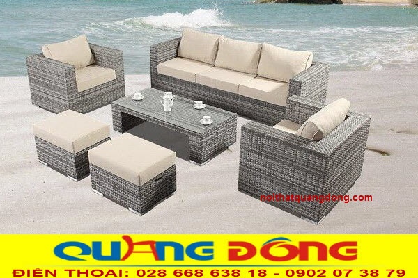 Khu vực ngoài trời thêm sang trọng và tiện dụng hơn với bộ sofa giả mây QD-669