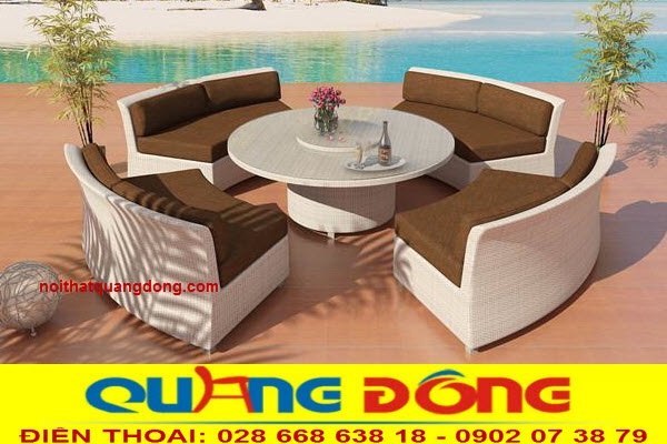  Bộ sofa giả mây QD-676 thiết kế tròn độc đáo linh  hoạt cho không gian ngoài trời