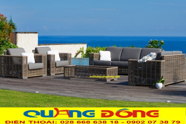 Bộ sofa mây nhựa QD-678 dùng cho ngoại thất sân vườn