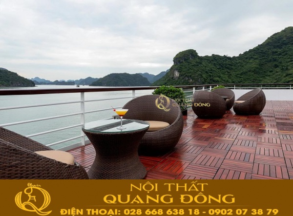 Mẫu bàn ghế ngoài trời cao cấp bằng nhựa giả mây QD-211