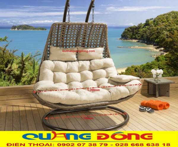 Mẫu xích đu đôi sản phẩm dùng cho 2 người, xích đu giả mây đan mắt cáo