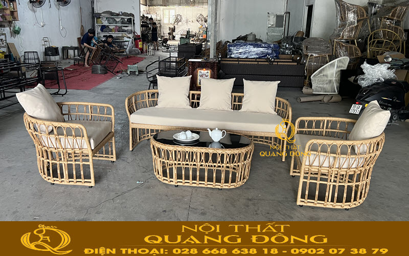 Sofa mây nhựa ngoài trời QD - 684