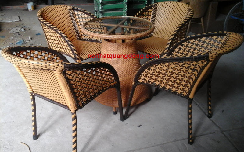 bàn ghế giả mây QD - 063