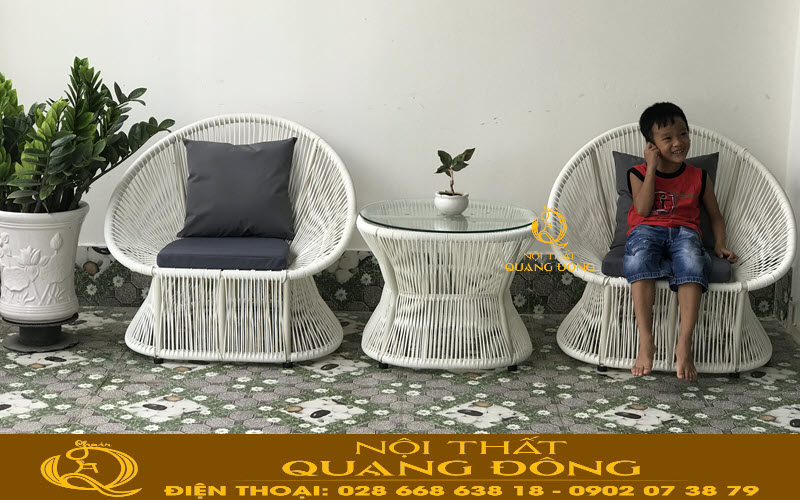 Bàn ghế giả mây QD - 307