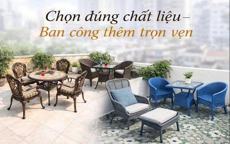 Nên chọn chất liệu nào cho bàn ghế ban công Nội thất Quang Đông