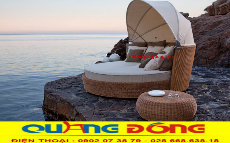 Giường tắm nắng mây nhựa cao cấp bền đẹp ngoài trời cho resort