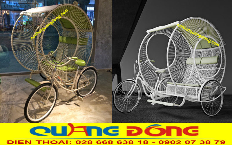 Xe đạp, Xích Lô đan mây thủ công trang trí ngày khai trương