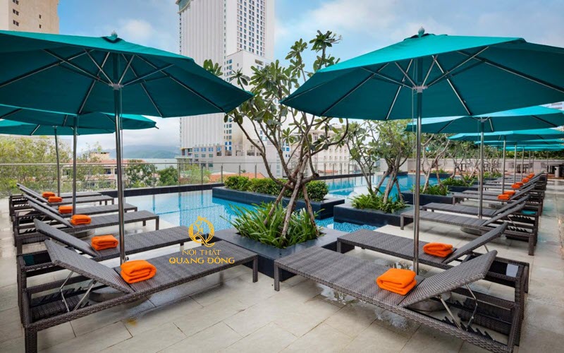 Ghế nằm hồ bơi tại xưởng Nội thất Quang Đông phù hợp với các không gian khu du lịch, nghỉ dưỡng Ghế nằm hồ bơi phù hợp với quán cà phê, khu du lịch