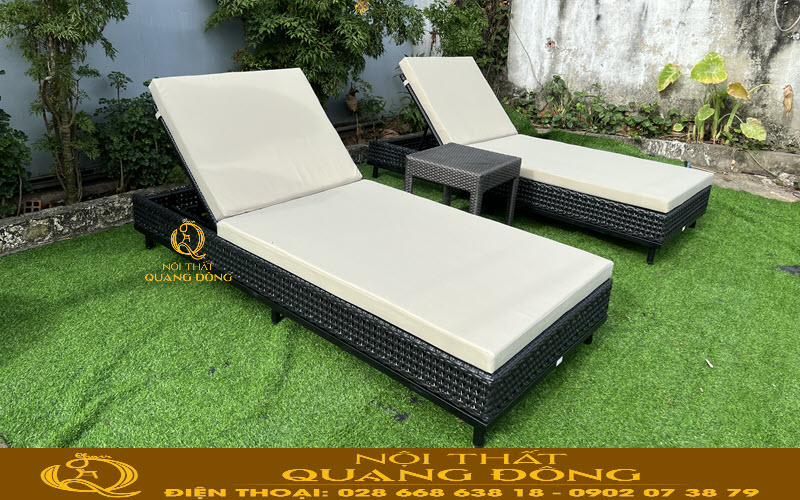 Ghế hồ bơi đan mây QD - 1268 kiểu dáng trang nhã phù hợp nhiều không gian