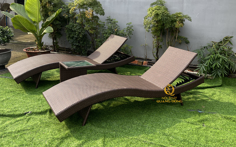 Ghế nằm hồ bơi đan giả mây QD - 1274 có lưng điều chỉnh nhiều góc ngả khác nhau