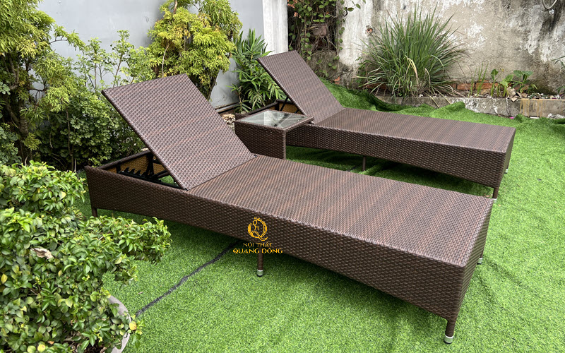 Ghế hồ bơi mây nhựa QD - 248 kiểu dáng dài mềm mại tạo cảm giác thư giãn tối đa