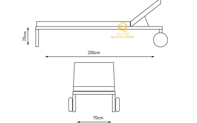 Thông tin chi tiết kích thước tiêu chuẩn mẫu ghế hồ bơi QD-253