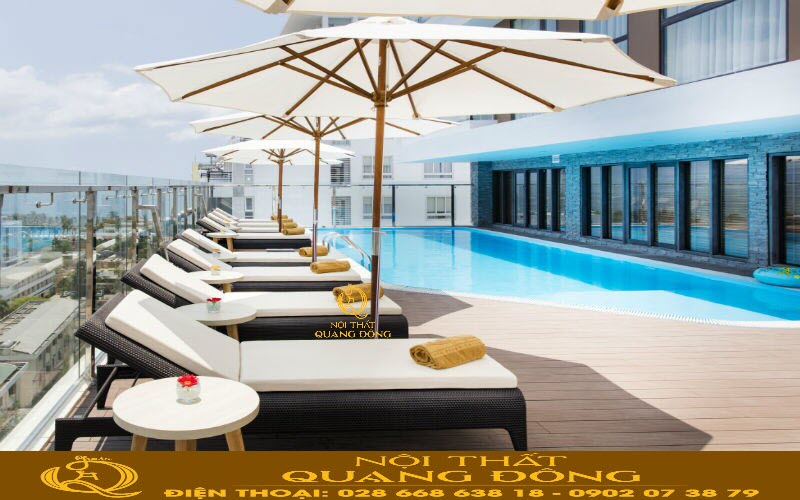 Ghế nằm hồ bơi mây nhựa QD - 254 thiết kế tinh tế hiện đại cho không gian hồ bơi