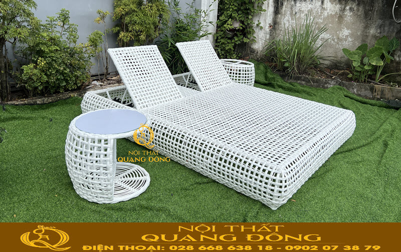 Ghế nằm hồ bơi giả mây ngoài trời sản phẩm của Nội thất Quang Đông