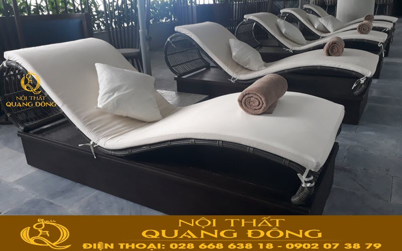 Ghế hồ bơi mây nhựa thiết kế hiện đại với kiểu dáng tinh tế mềm mại