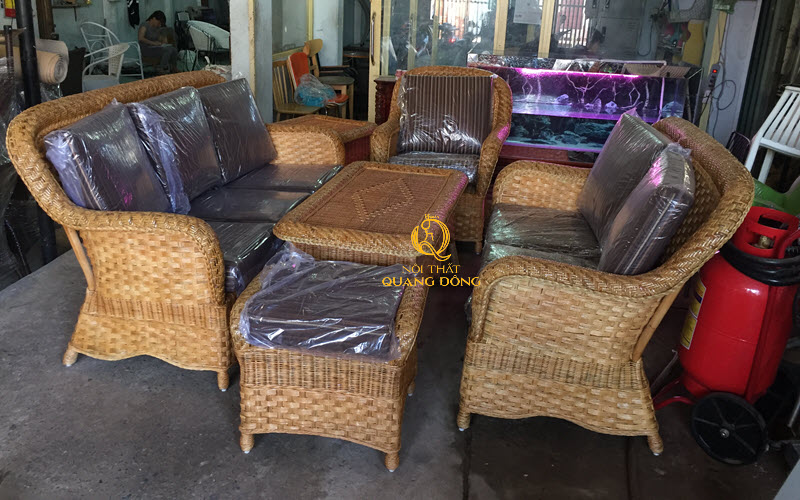 Ghế sofa mây tre đan tự nhiên, được sản xuất 100% cây song mây rừng 