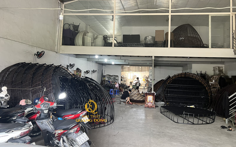 Sản xuất giường tắm nắng giả mây QD - 533 tại xưởng Nội thất Quang Đông