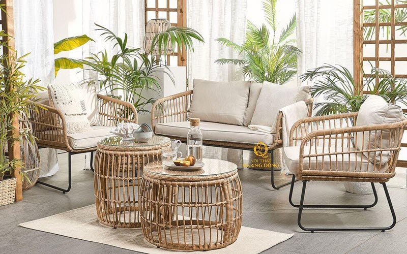 Sofa giả mây QD - 611 giúp không gian phòng khách trở nên hiện đại và sang trọng hơn