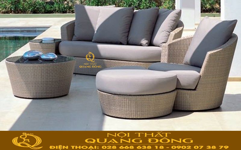 Sofa mây nhựa bền đẹp, sang trọng QD-615 của Nội thất Quang Đông Sofa mây nhựa QD-615 tại Nội thất Quang Đông