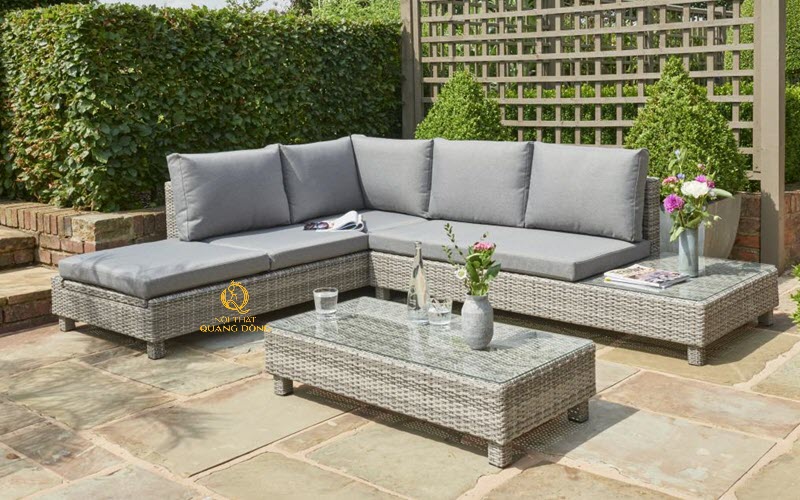 Bàn ghế mây nhựa ngoài trời QD-617 Nội thất Quang Đông