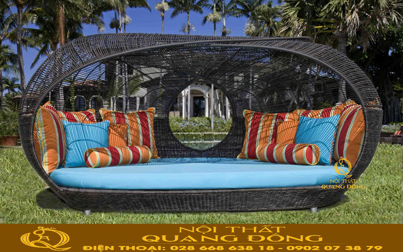 Sofa giả mây cho sân vườn thêm thoải mái và tiện nghi xưởng QD-642 Nội thất Quang Đông Sofa mây nhựa sân vườn QD-642 Nội thất Quang Đông