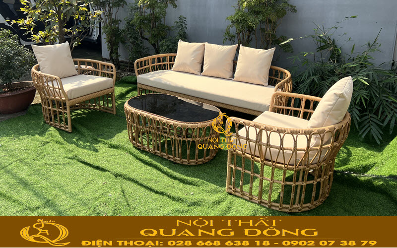 Tông màu sofa mây nhựa QD - 684 tự nhiên mang lại cảm giác nhẹ nhàng