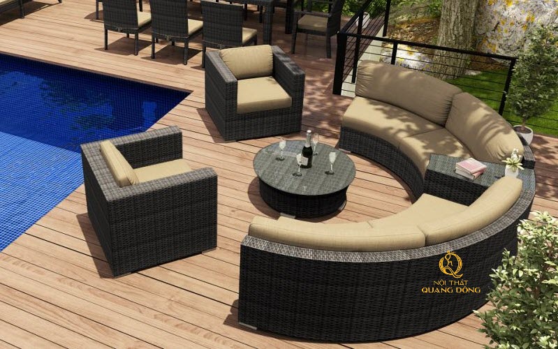 Sofa giả mây QD-732 cho không gian hồ bơi thư giãn đúng nghĩa Sofa mây nhựa QD-732 cho không gian hồ bơi thêm tiện nghi