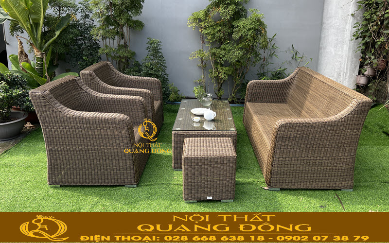 Bộ sofa giả mây QD-748 thiết kế theo kiểu dáng truyền thống mộc mạc sang trọng