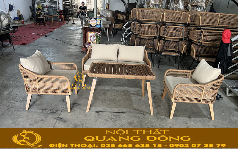 Chất liệu sử dụng cao cấp cho bộ sofa giả mây QD-749