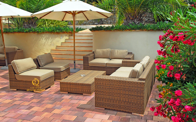 bộ sofa giả mây ngoài trời đẹp tại Nội thất Quang Đông