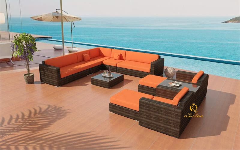 sofa giả mây ven biển cho resort cao cấp