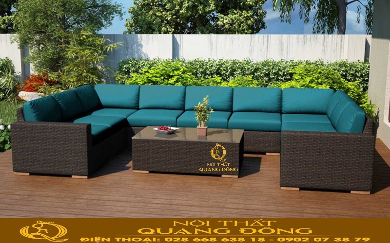 Sofa mây nhựa QD-735 sử dụng thích hợp cho mọi không gian trong nhà lẫn ngoài trời